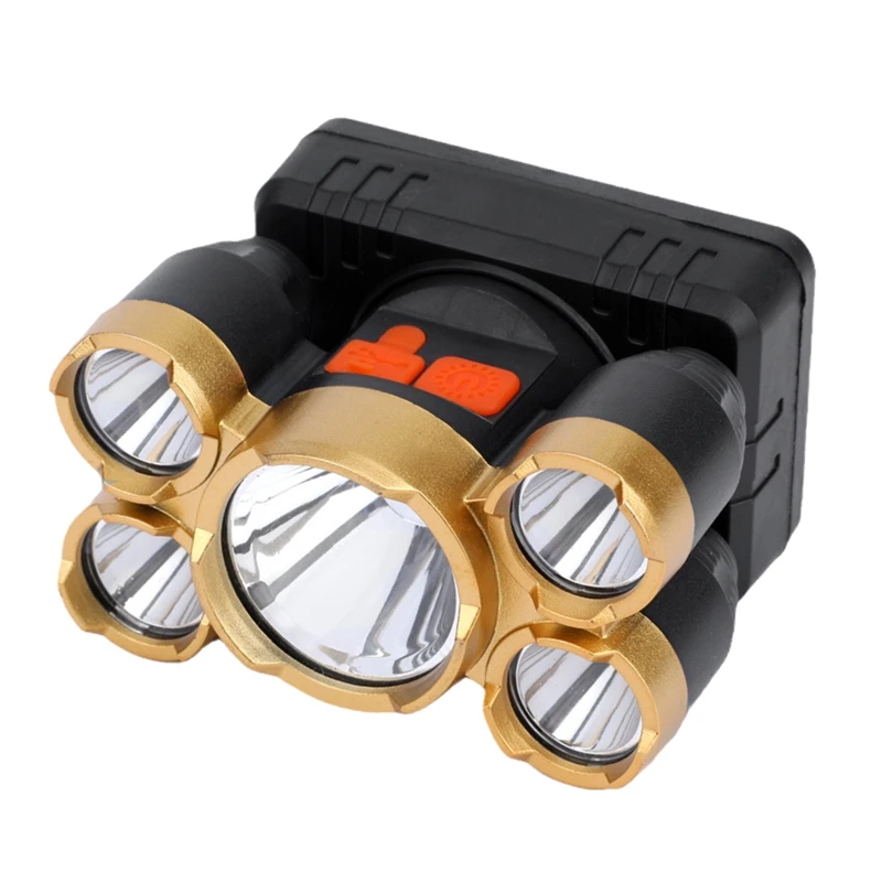 Strong LED Penta-Core Headlight Waterproof Strong Light Long Shot USB Rechargeable Headlight