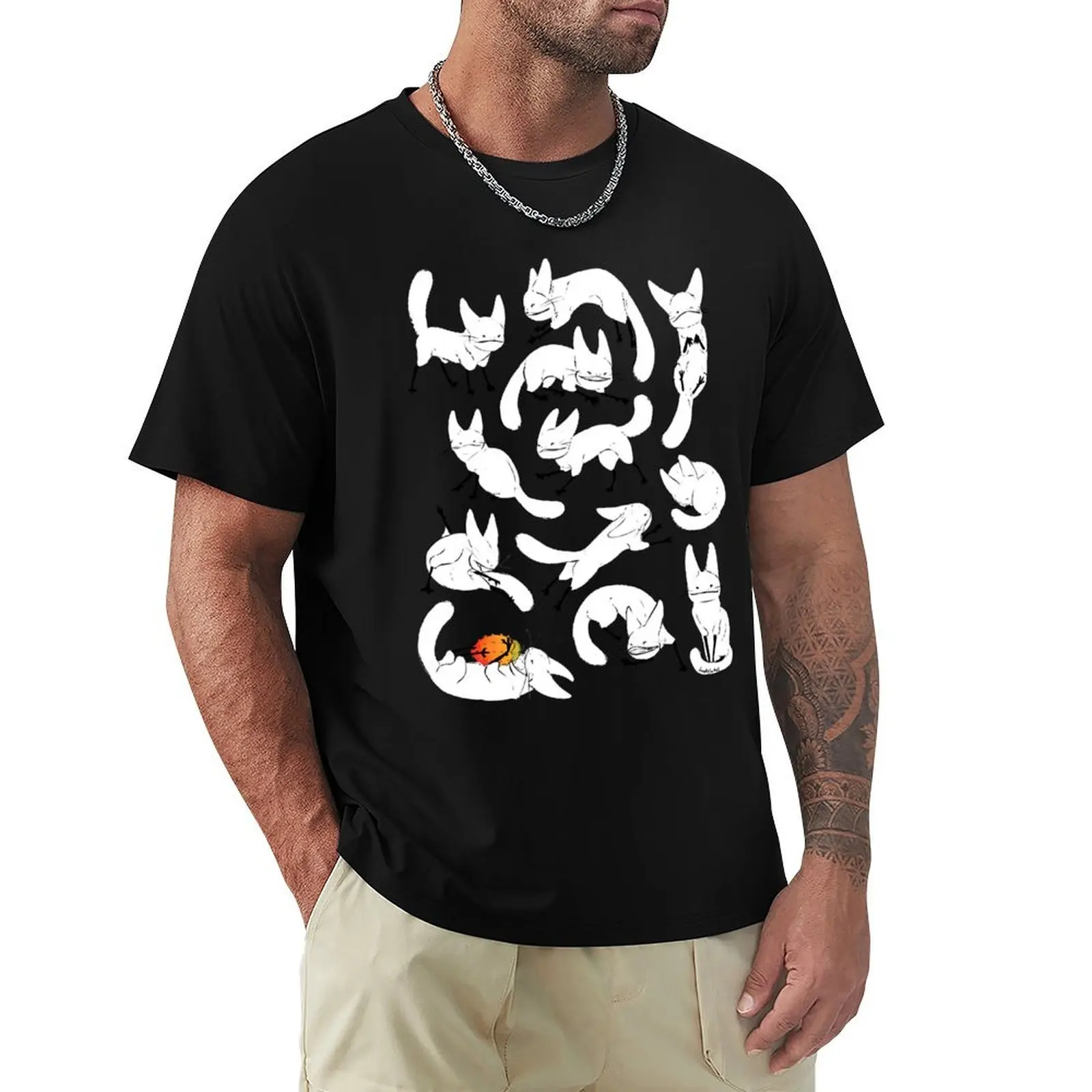 White-Loth-Cat T-Shirt Lightweight Running T-Shirt