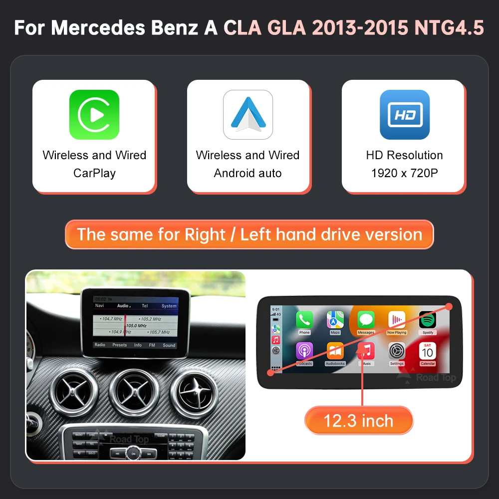 1920*720 Touchscreen Auto Multimedia Display Voor Benz A B CLA GLA W176 W463 W246 2013-2015 NTG4.5 Draadloze Carplay Android Auto - afbeelding 1
