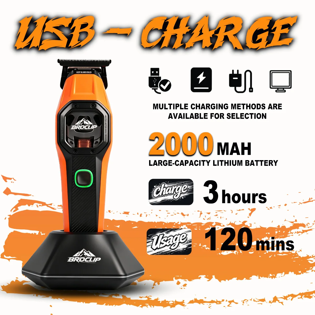 Professional Electric Hair Clipper Man for Hair Trimmer Barber Shop Salon Tools Oil Head Carving BRDCLIP Barber KIT 2601-02-03