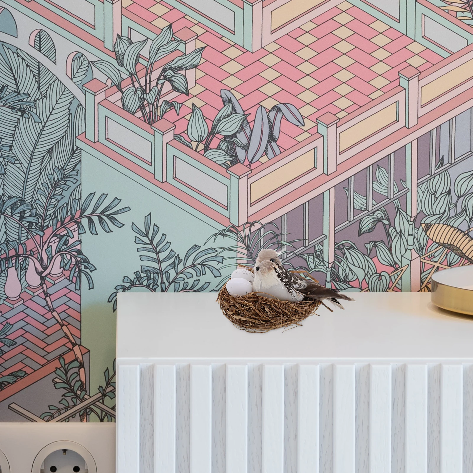 

1Set Realistic Artificial Bird Nest with Eggs Garden Patio Decor Lifelike Birds Outdoor Indoor Use Easter Decorations