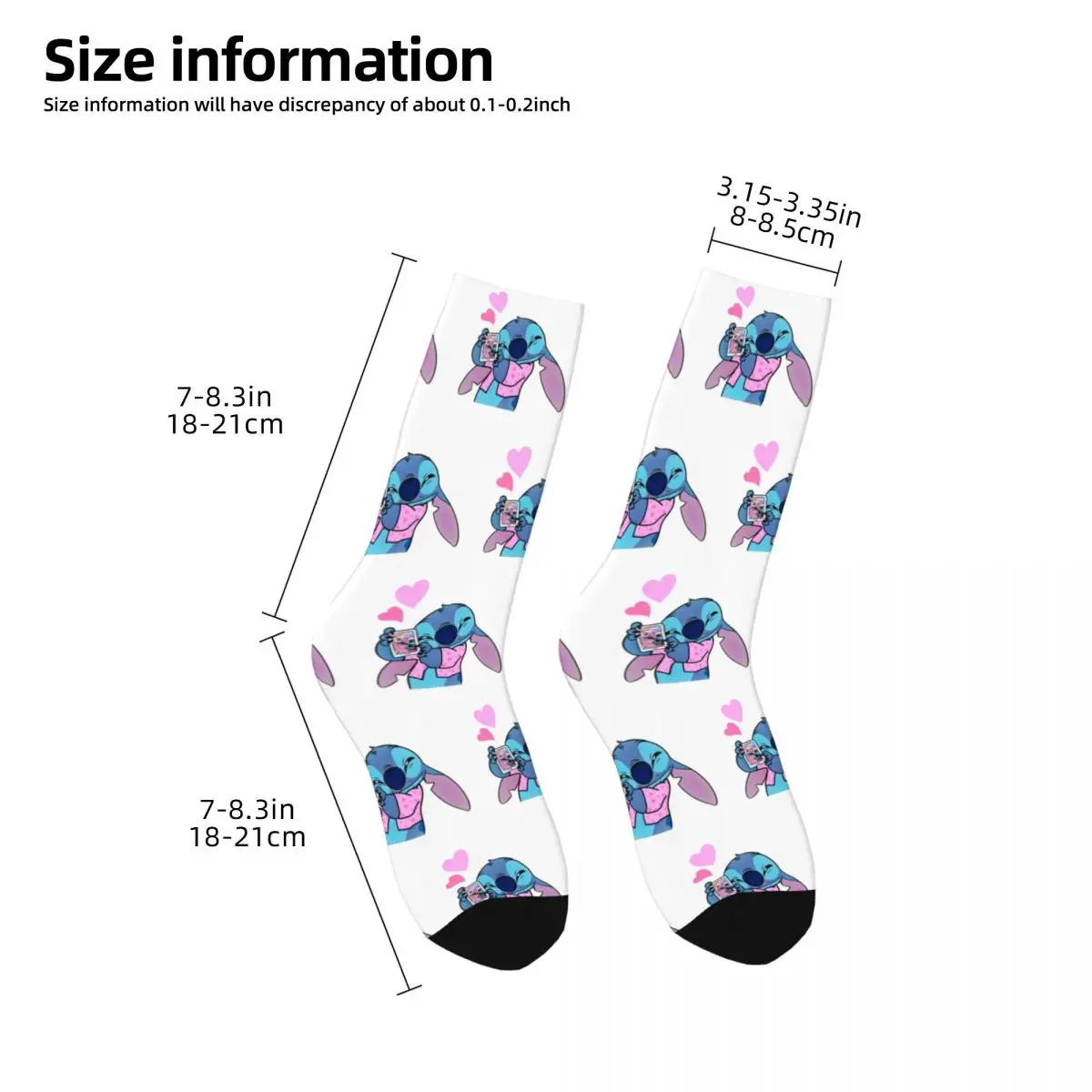 Stitch In Love Angel Design Socks Stuff for Girls Boys Breathable Printed Socks