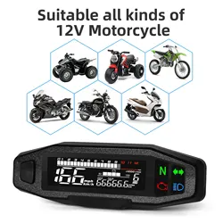 AD Universal Motorcycle Speedometer Digital Speed Meter LED Tachometer Dashboard Instrument Panel Meter LCD Display Y Bracket