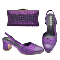 Doershow  nice African Shoes And Bag Matching Set With purple Hot Selling Women Italian Shoes And Bag Set For Party ! HAA1-9