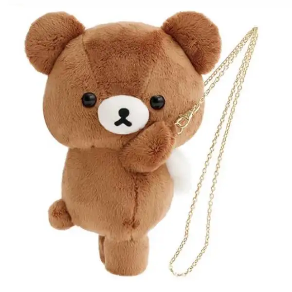 Rilakkuma Kumakyun Days Series Chairoikoguma Bear Plush Crossbody Bag Metal Chain Strap Shoulder Pouch Messenger Bags for Girls