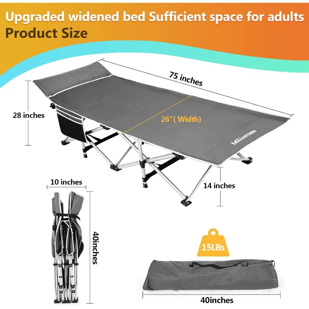 Camping Cot Opvouwbare Outdoor Camping Cot Pad-Kwaliteit Lichtgewicht Heavy Duty Volwassen & Kids Reiswieg Dubbel