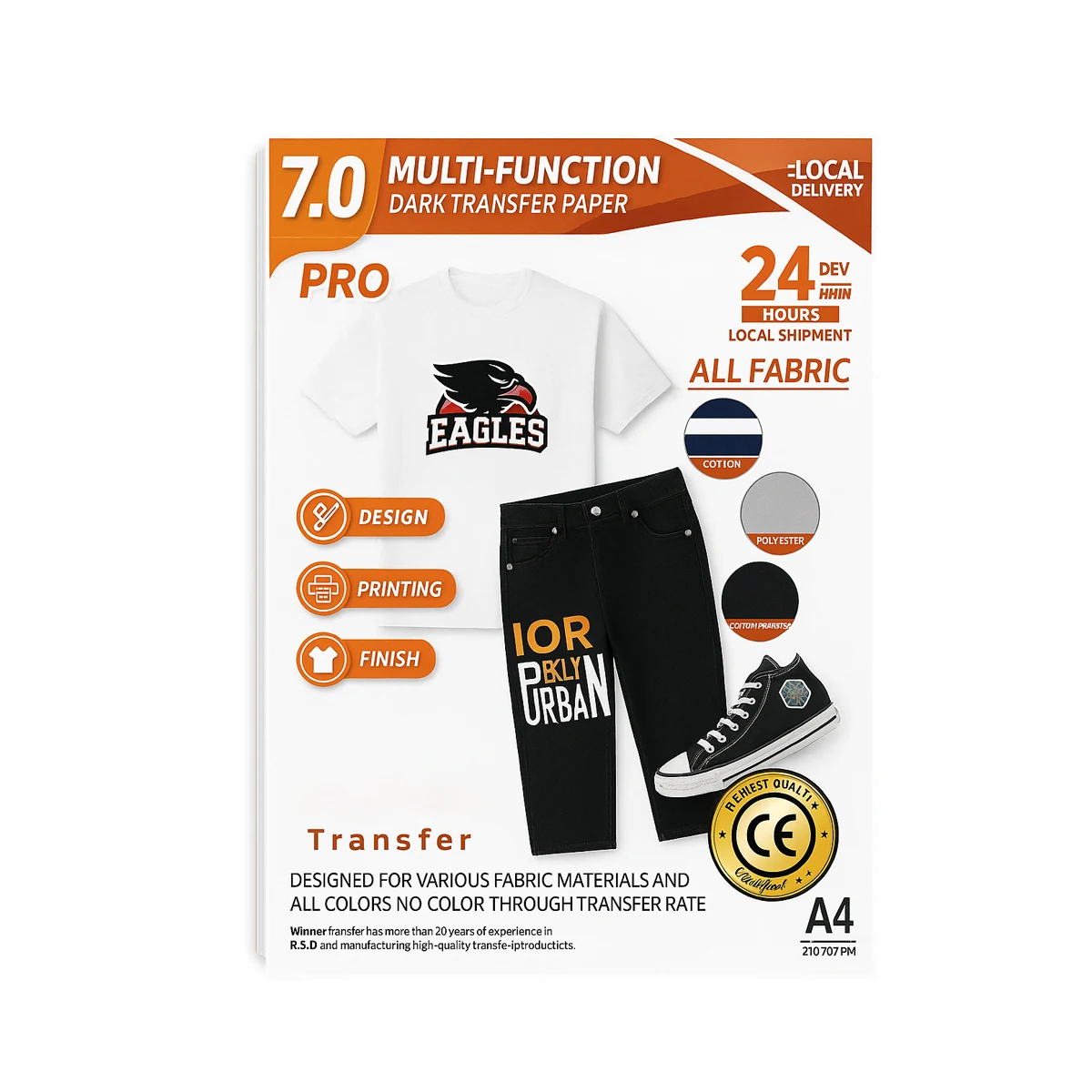 10 Sheets A4 All-Fabric Heat Transfer Paper – Compatible with Laser/Inkjet Printers for DIY Printing on Dark and Light Fabric