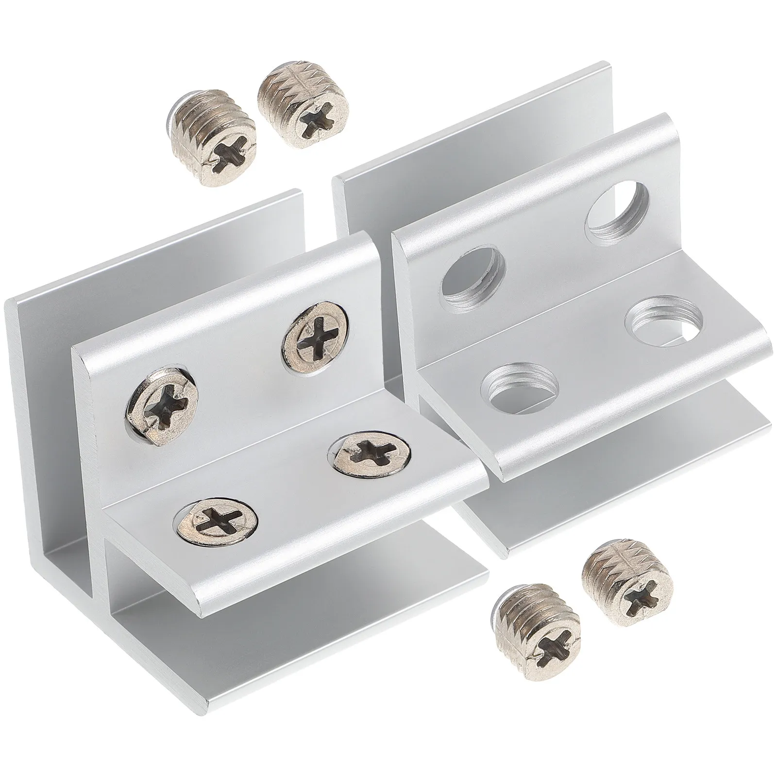 

2Pcs Premium Aluminum Alloy Glass Clamp 90 Degree Angle for Glass Railings Balustrades Decks Stoves Display Cabinets Furniture