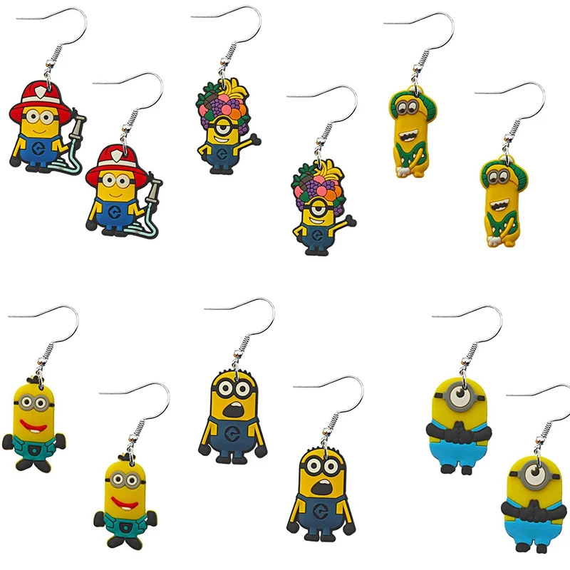 

Despicable Me Minions Kawaii Cartoon Earrings Animation Figures Fashion Earrings Creative Personality Accessories Gifts