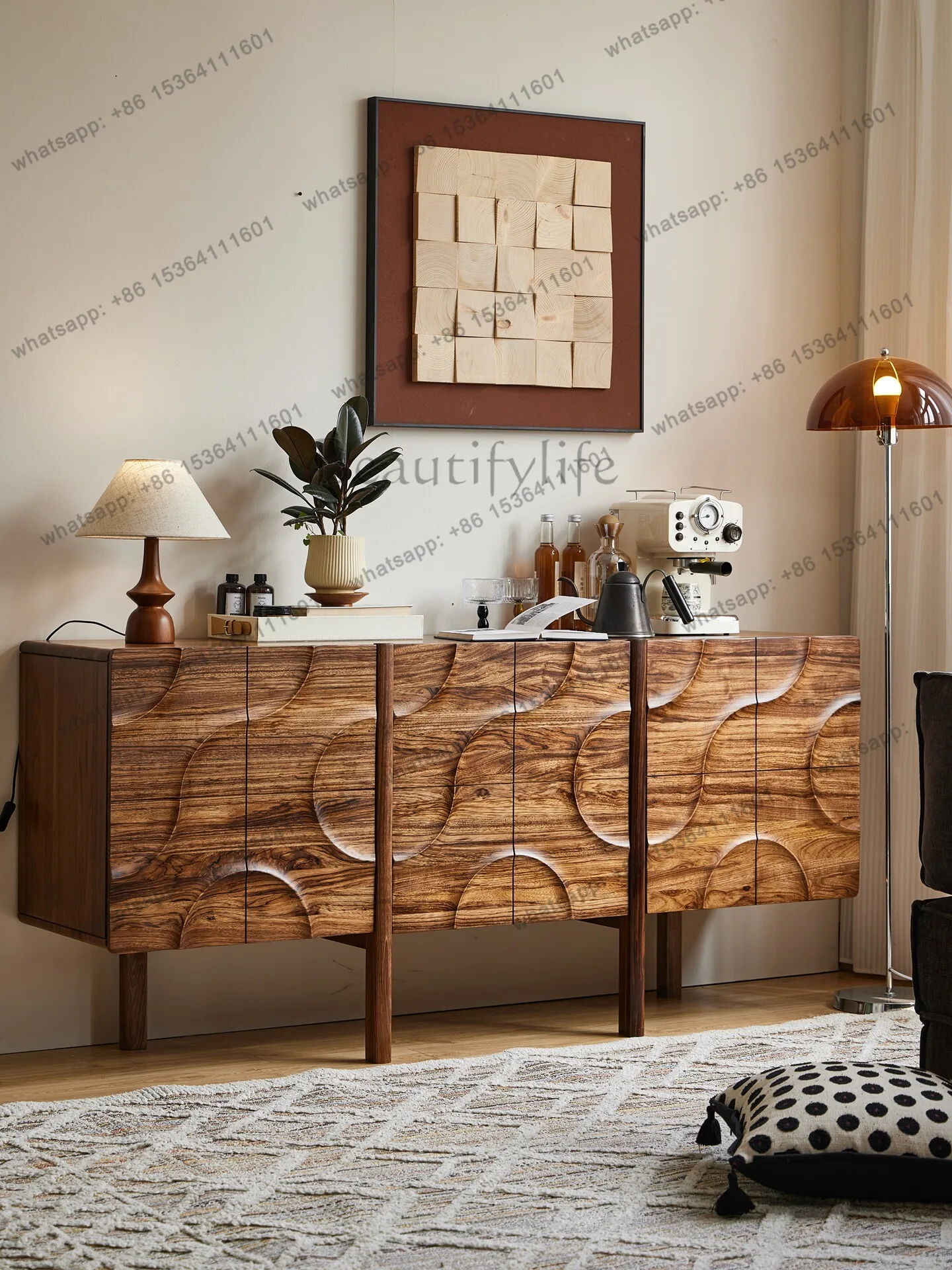 Factory Direct Sales High-end Ebony Solid Wood Nordic Light Luxury Storage Bedside Cabinet