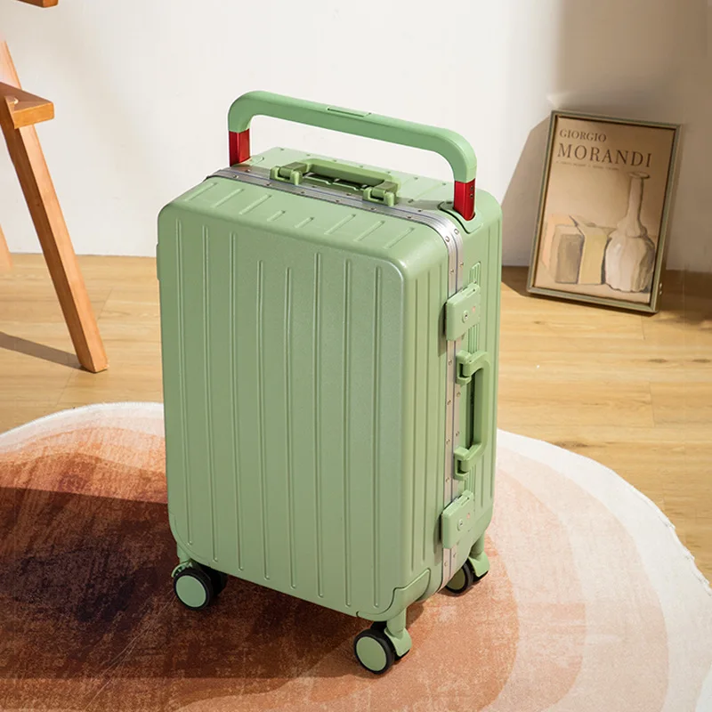 Travel Suitcase Wide Handle Trolley Case Aluminum Frame Large Size Rolling Luggage Male Female Carry on Luggage with Wheels