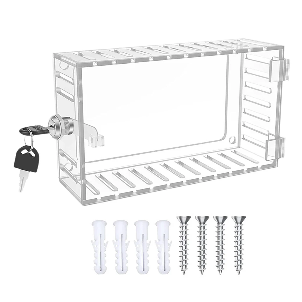 

1 set Thermostat Lock Box Universal Transparent Cover Lockable Wall Mount Protection Case Guard Key Smart System Plastic