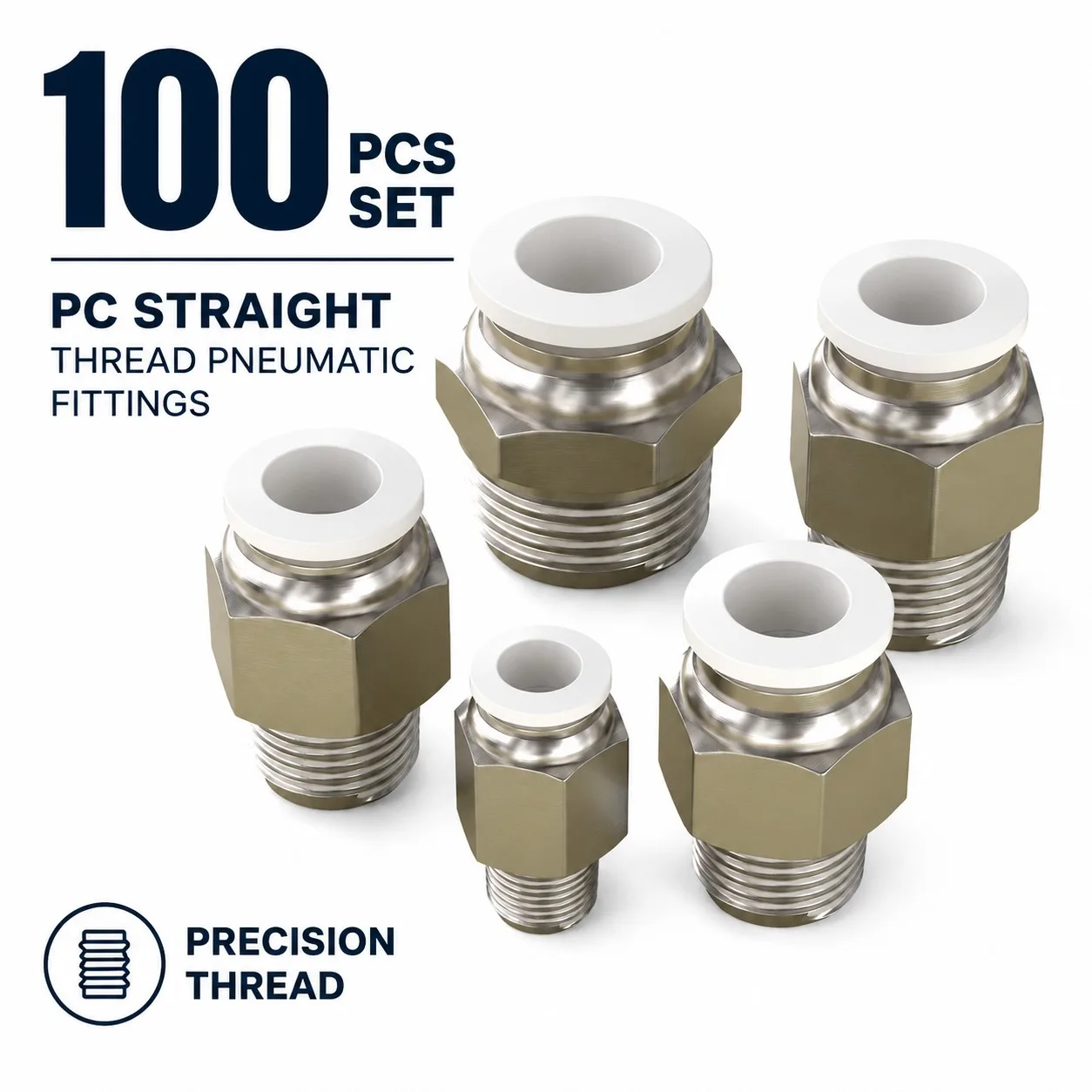 100Pcs Push to Connect Pneumatic Fitting Straight Air Tube Connector Quick Coupler 4/6/8/10/12mm- Push In Fitting