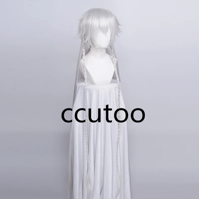 Tsukishiro Yukito Yue Cosplay Wig Anime Card Captors Sakura Silver White Long Straight Synthetic Hair Halloween Party + Wig Cap