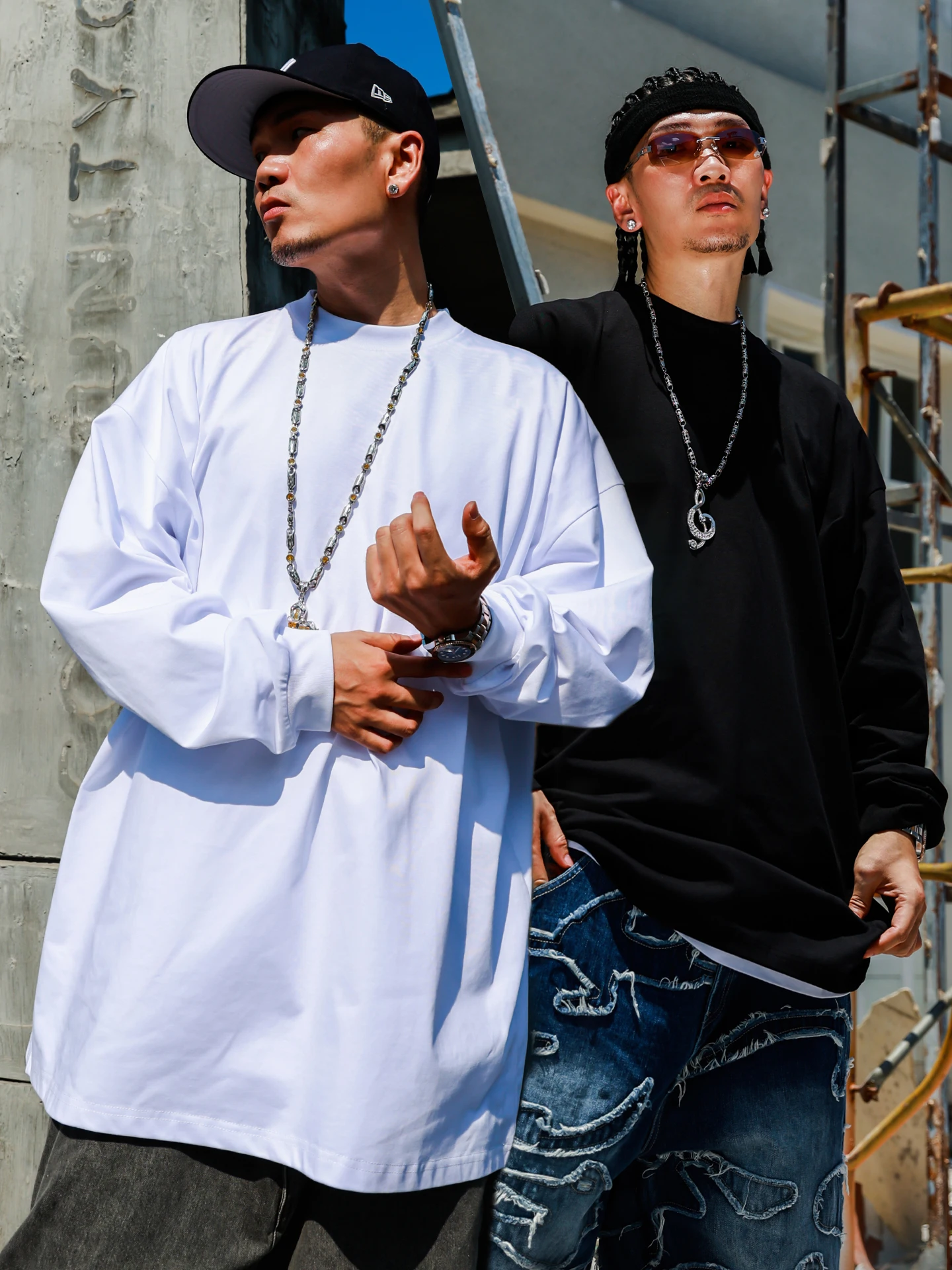 ACUSA American Hip Hop Style Long Sleeve T-Shirt Unisex Loose Skin-friendly Small Collar Casual Base Shirt Men's Fashion