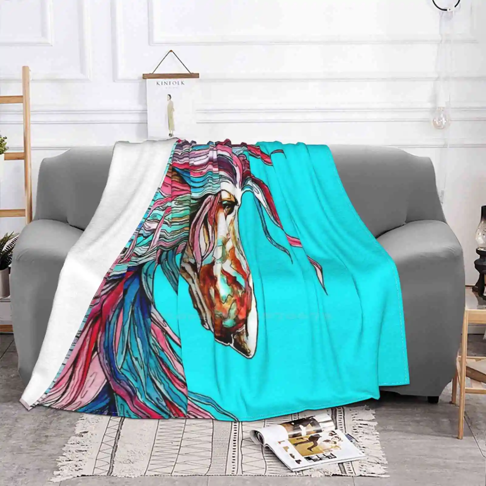 Afghan Hound.Coat Of Many Colours. Creative Design Light Thin Soft Flannel Blanket Afghan Hound Dog Colours