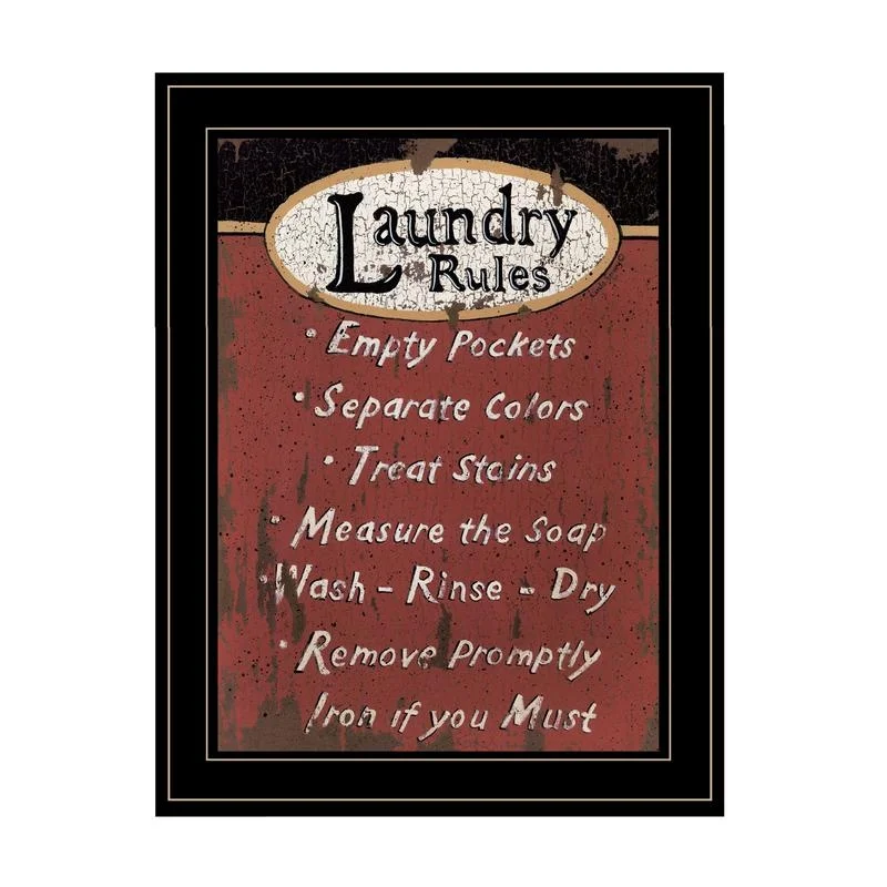 

Laundry Rules Art Print, Black Frame, Ready to Hang