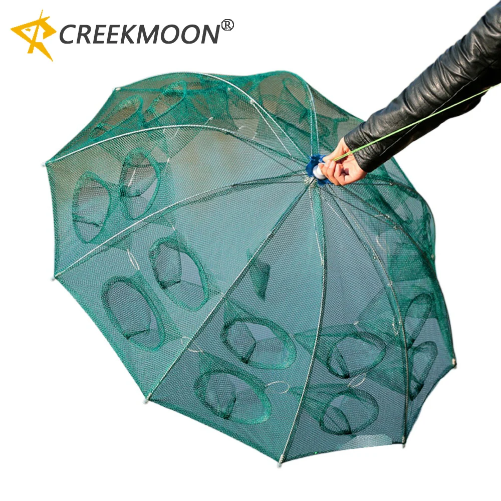 Automatic Fishing Trap Net Umbrella-Shape Capable of Catching Fish Shrimps Crabs Foldable Cages Set Simple Happy Fishing Gear