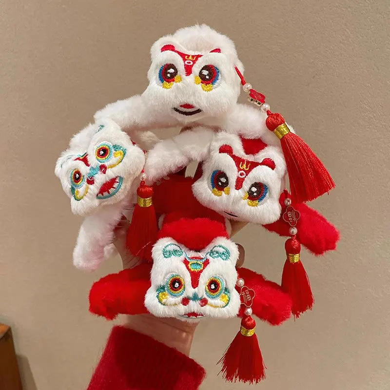 1pc Lion Dance Tassel New Year Plush Hair Clips for Women Red Hairpin Back Bun Shark Clips Headwear Accessories