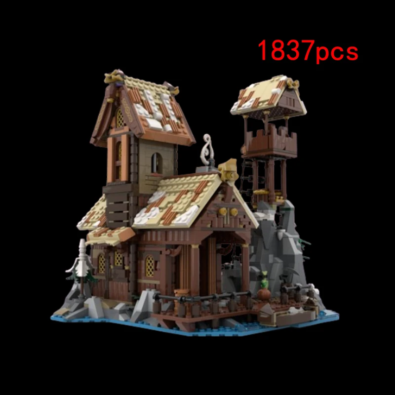 Small Grain Assembling Building Blocks MOC-185525 1837PCS Construction Harbor House Toy Model Gift