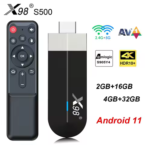 X98 S500 Android 11 TV Stick Smart TV Box Amlogic S905Y4 2G16G /4G32G AV1 4K 60fps 2.4G&amp;5G Dual Wifi X98 Dongle Set Top Box