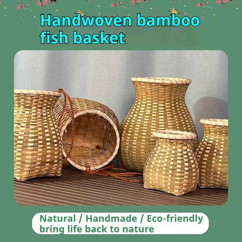 Cestas de pescado, productos tejidos de bambú, cestas de bambú, mochilas infantiles, mochilas pequeñas, cestas decorativas, baile, fotografía