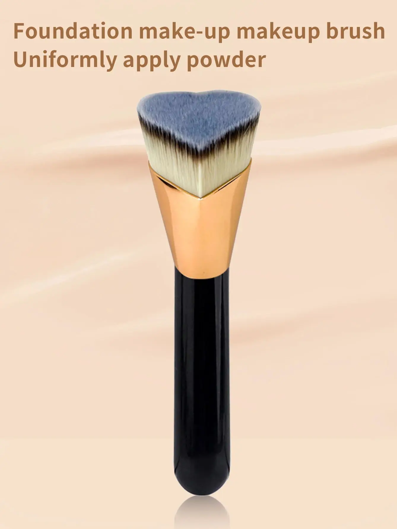 1 pennello per trucco a forma d'amore con manico in legno per trucco viso, pennello per fondotinta, pennello per trucco portatile