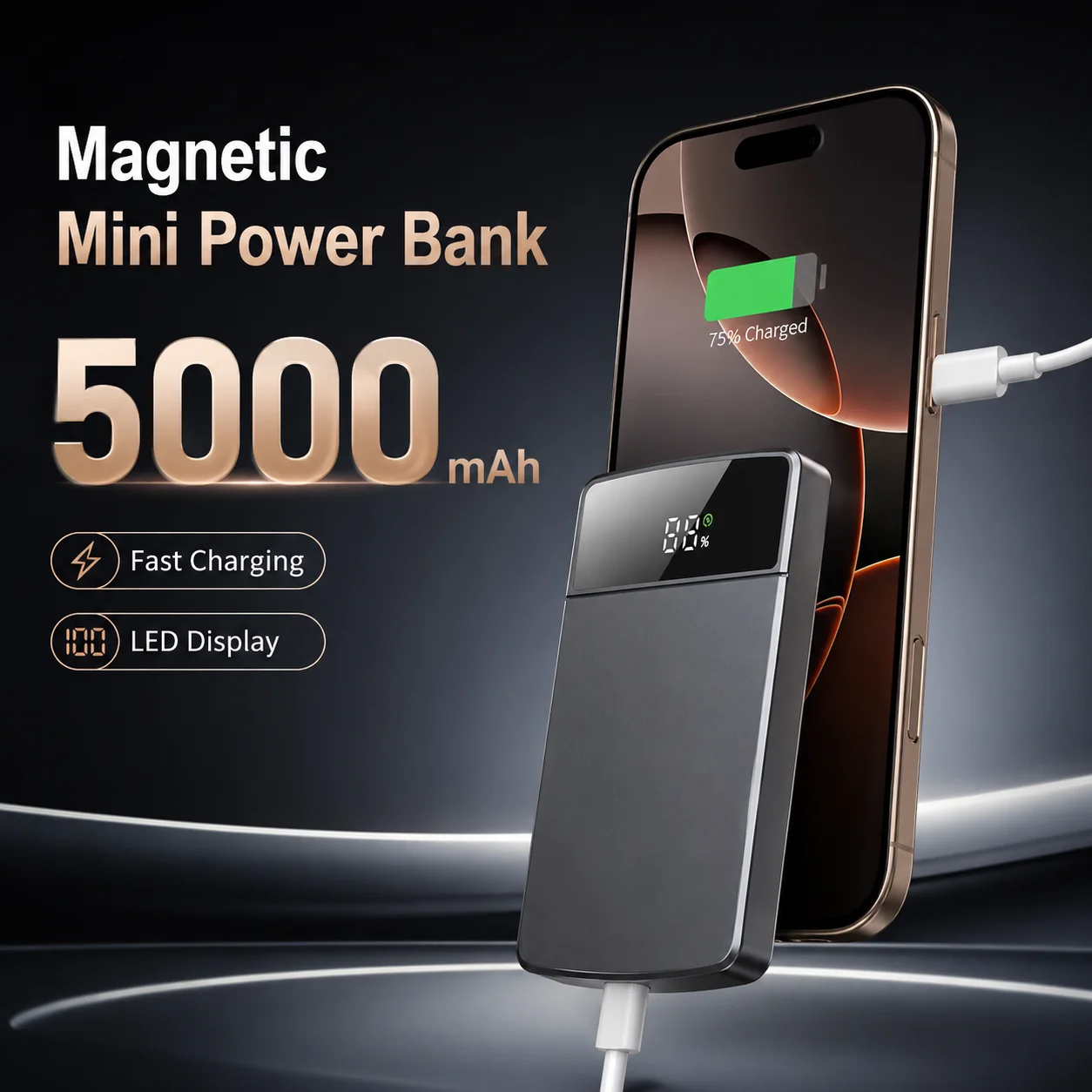 New Magnetic Power Bank for MagSafe Wireless Fast Charging LED Display Portable Battery For iPhone Airpods Apple Watch Samsung
