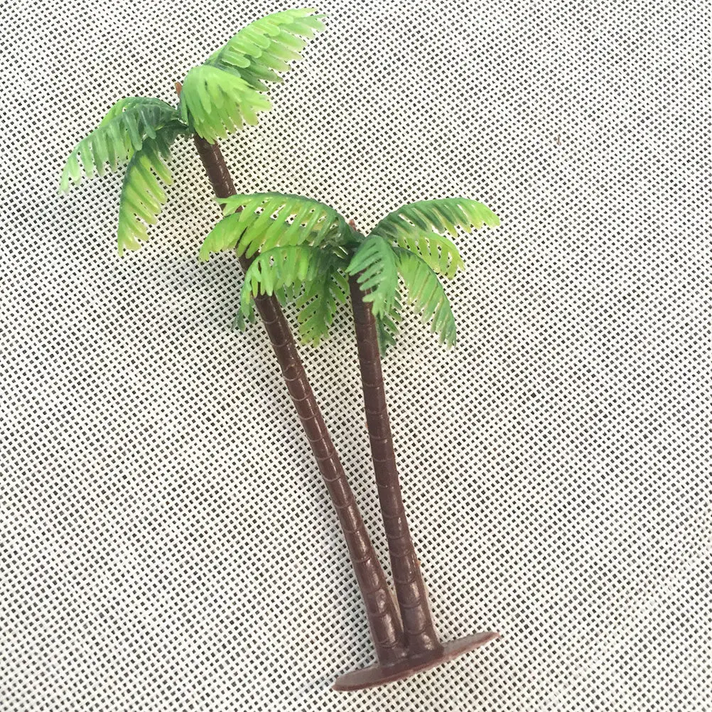 16Pcs Coconut Trees Same Height Realistic Trunk Green Leaves Tropical Landscape Scenery Miniature Diorama Model Trees