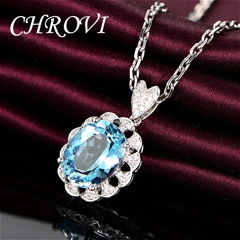 Exquisiter 925 Sterling Silber Neuer Stil Eleganter Ovaler Aquamarin-Anhänger für Damen, Hochwertiges Halsketten-Schmuckstück – Detail 5