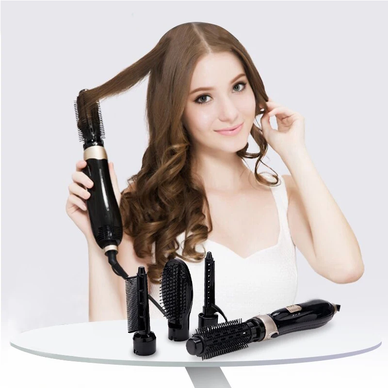 4 In 1 Multifunction Hot Air Hair Brush Electric Rotating One Step Comb Curls Hair Styling Electric Ion Dryer Brush Tool