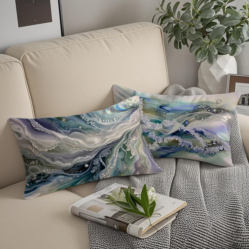 Abstract Ocean Art Lumbar Pillow Covers Suitable For Sofa Bedroom Car Pillow Cover Cushion Rectangular Back Cushion