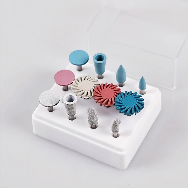 12Pcs/box Lab RA Rubber Diamond Resin Polishing Wheel Silicone Composite Resin Grinding and Polishing Set Lab Materials