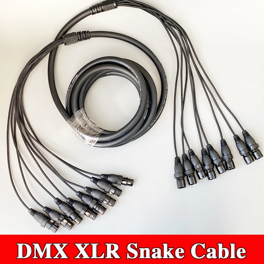 3Meter DMX Spliter Cables 4/6/8 Channel Multi Way Audio Stage Lighting Sound Signal 3Pin XLR Snake Cable Mobile DJ Mixer Speaker