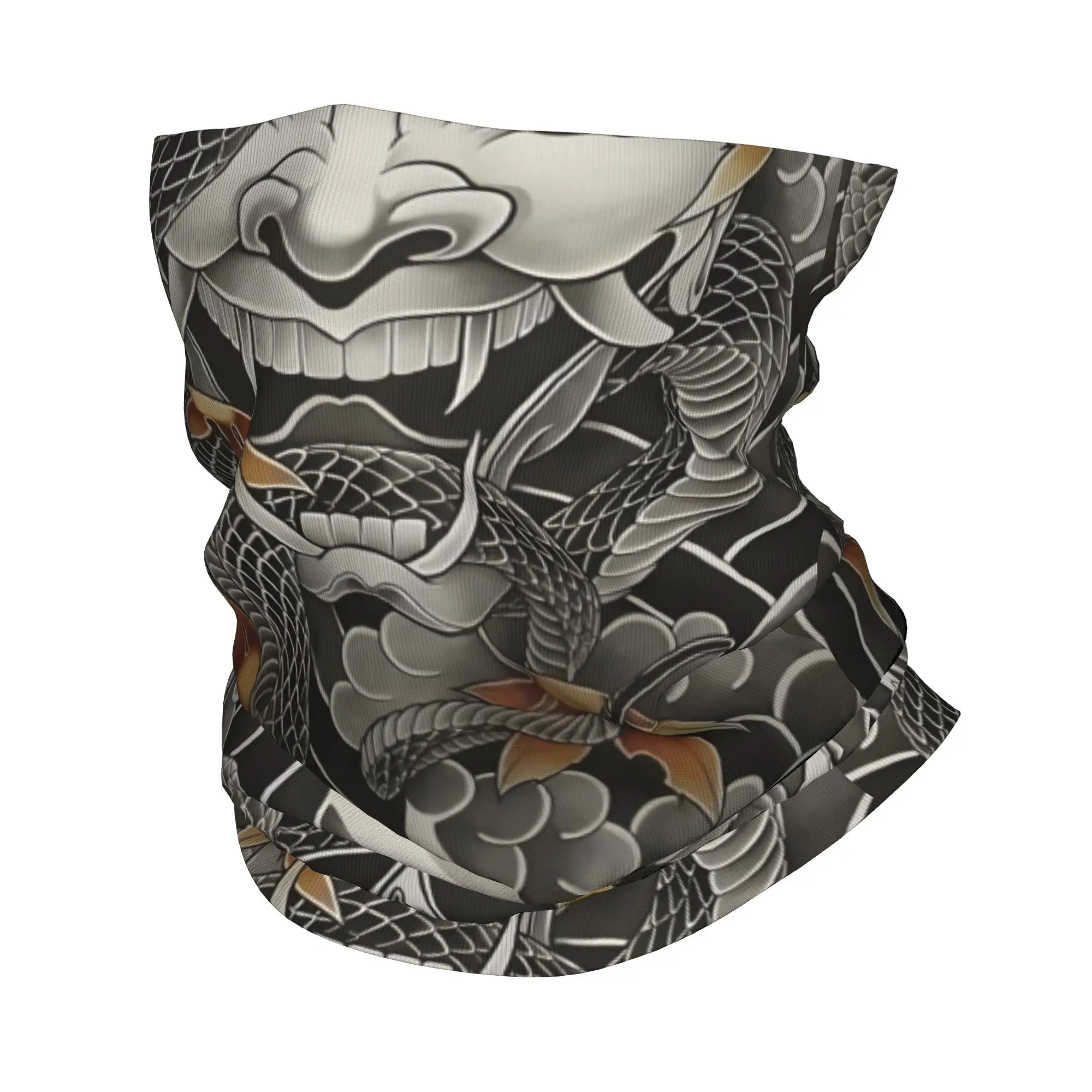 Custom Samurai Oni Demon Bandana Neck Warmer Men Women Winter Ski Tube Scarf Gaiter Scary Ghost Face Cover