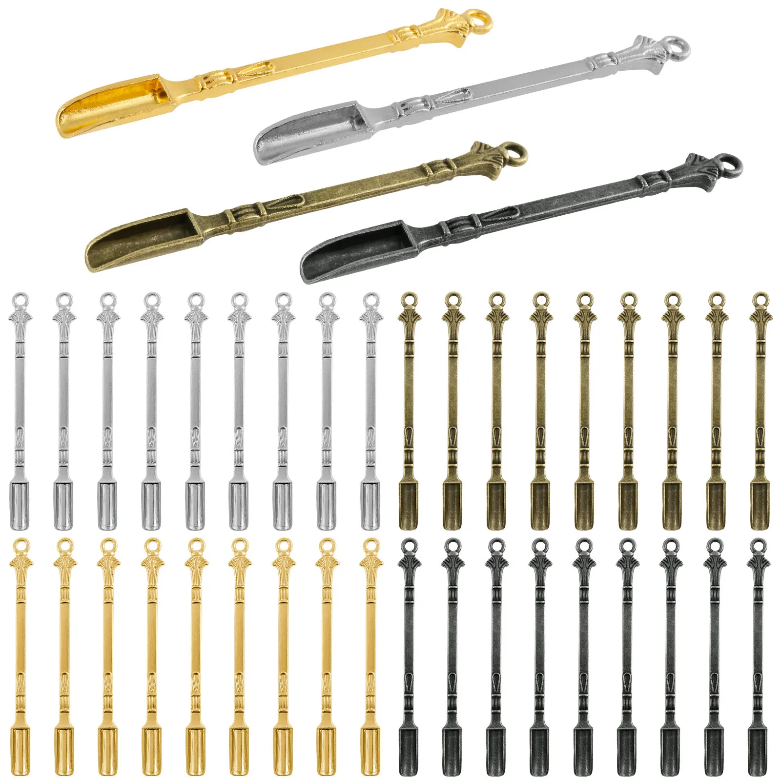 40 Uds Mini cucharas de pala de aleación de Zinc pequeñas cucharas de pala Mini cucharas portátiles Mini cucharas de especias para café té cócteles postres