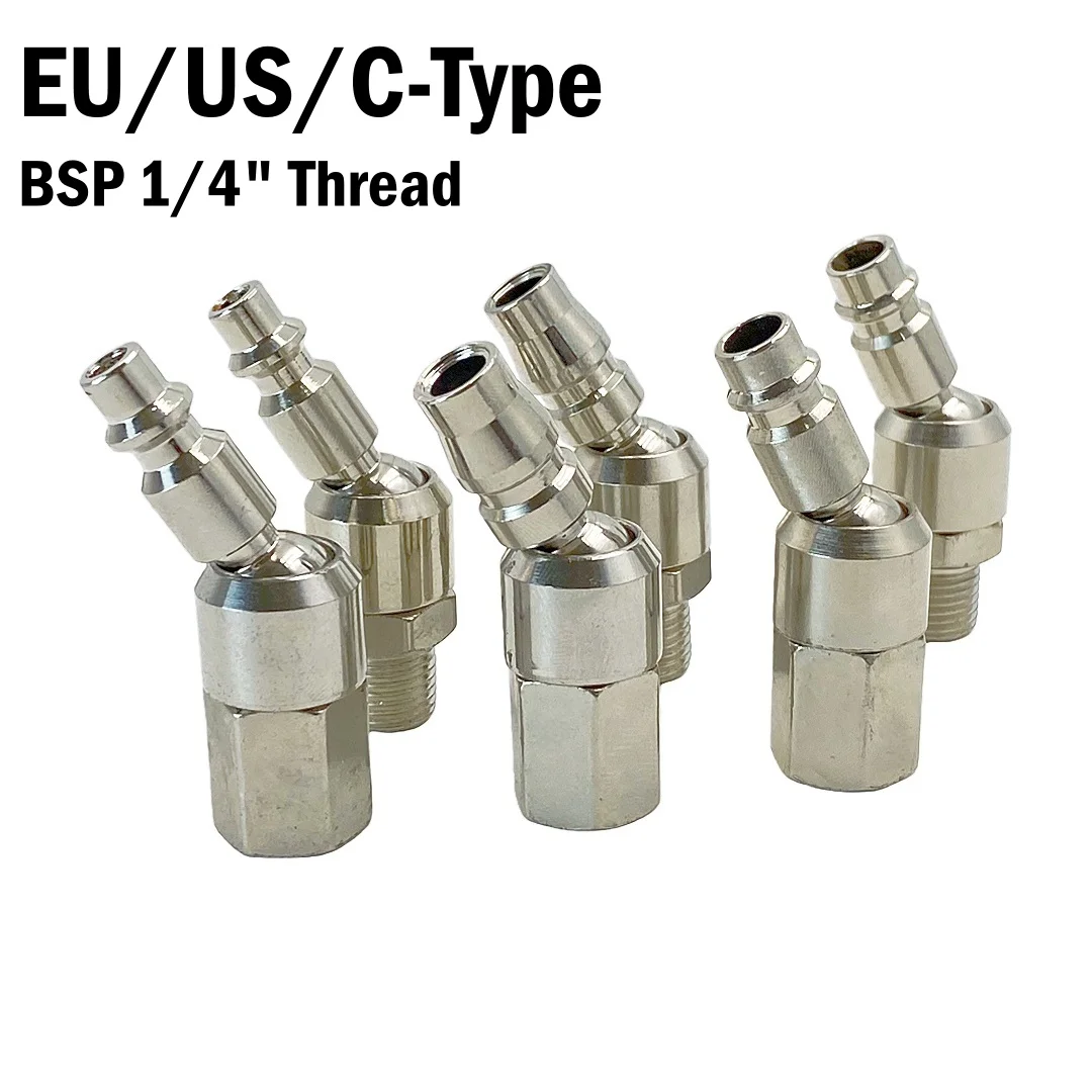 Swivel Air Tool Fittings 360° Rotatable Air Hose Spray Gun Quick Plug Europe/C-Japan/US Type Connect With BSP 1/4