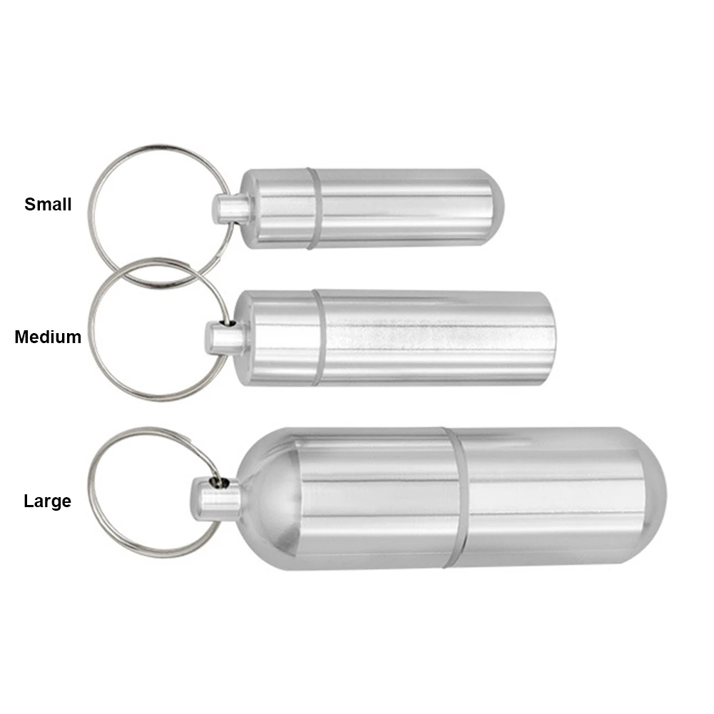 Keychain Cache Drug Holder Portable Waterproof Elderly First Aid Pill Case Aluminum Alloy Health Care for Outdoor Travel Camping