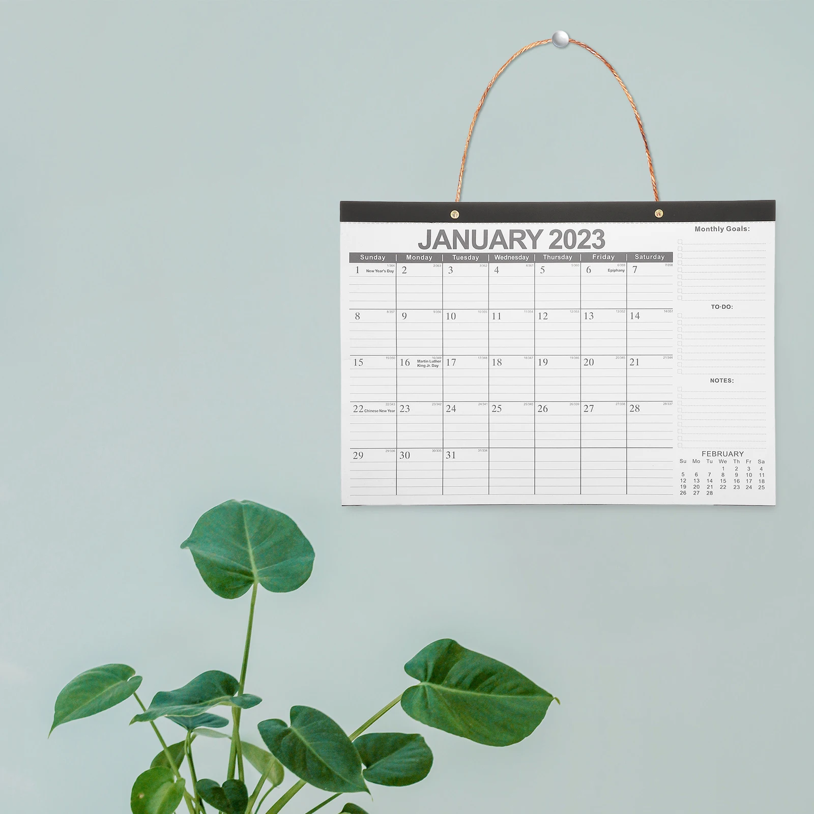 

2023 Countdown Planner Calendar Elegant English Hanging Desk Calendar for Bedroom Decoration