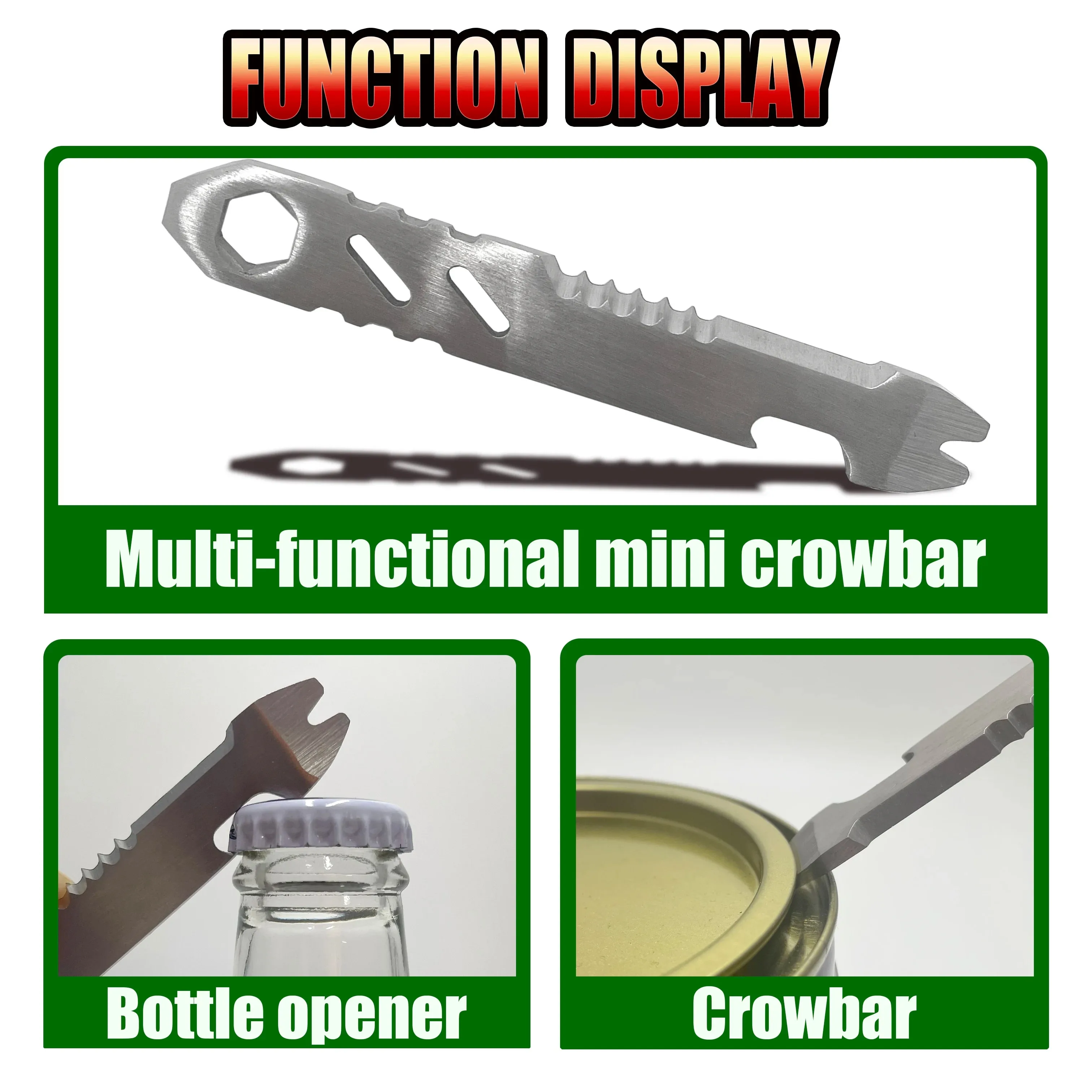 Mini Stainless Steel Crowbar, Multi-function Allen Wrench Magnesium Rod Scraper, Bottle Opener Portable Outdoor Camping Tool image 5