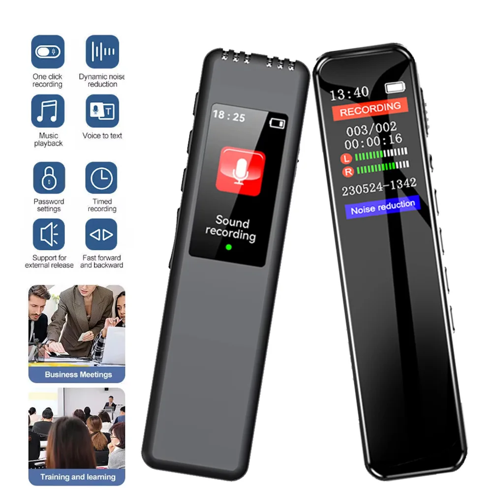 Registratore audio digitale ad attivazione vocale da 1536 kbps/512 kbps Lettore MP3 Con un pulsante Cancellazione del rumore Registrazione di lungo tempo per riunioni