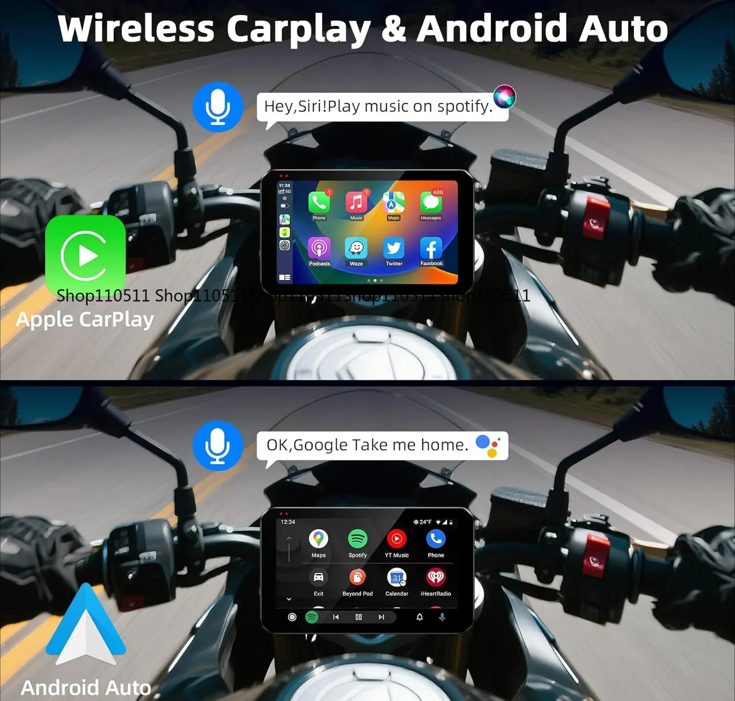 For BMW R1200GS ADV/R1250GS ADV Wireless Carplay Android Car Display Motorcycle Global Positioning System 7 inch
