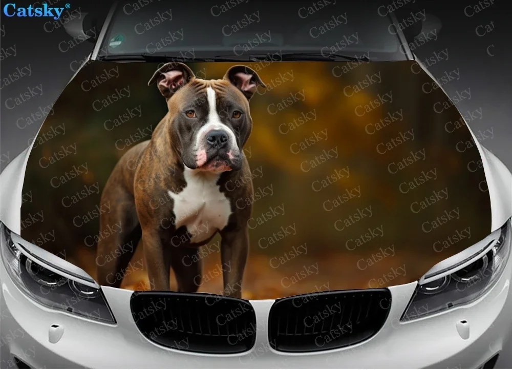 American Pit Bull Terrier Car Hood Vinyl Stickers Wrap Vinyl Film Engine Cover Decals Sticker Universal Car Hood Protective Film