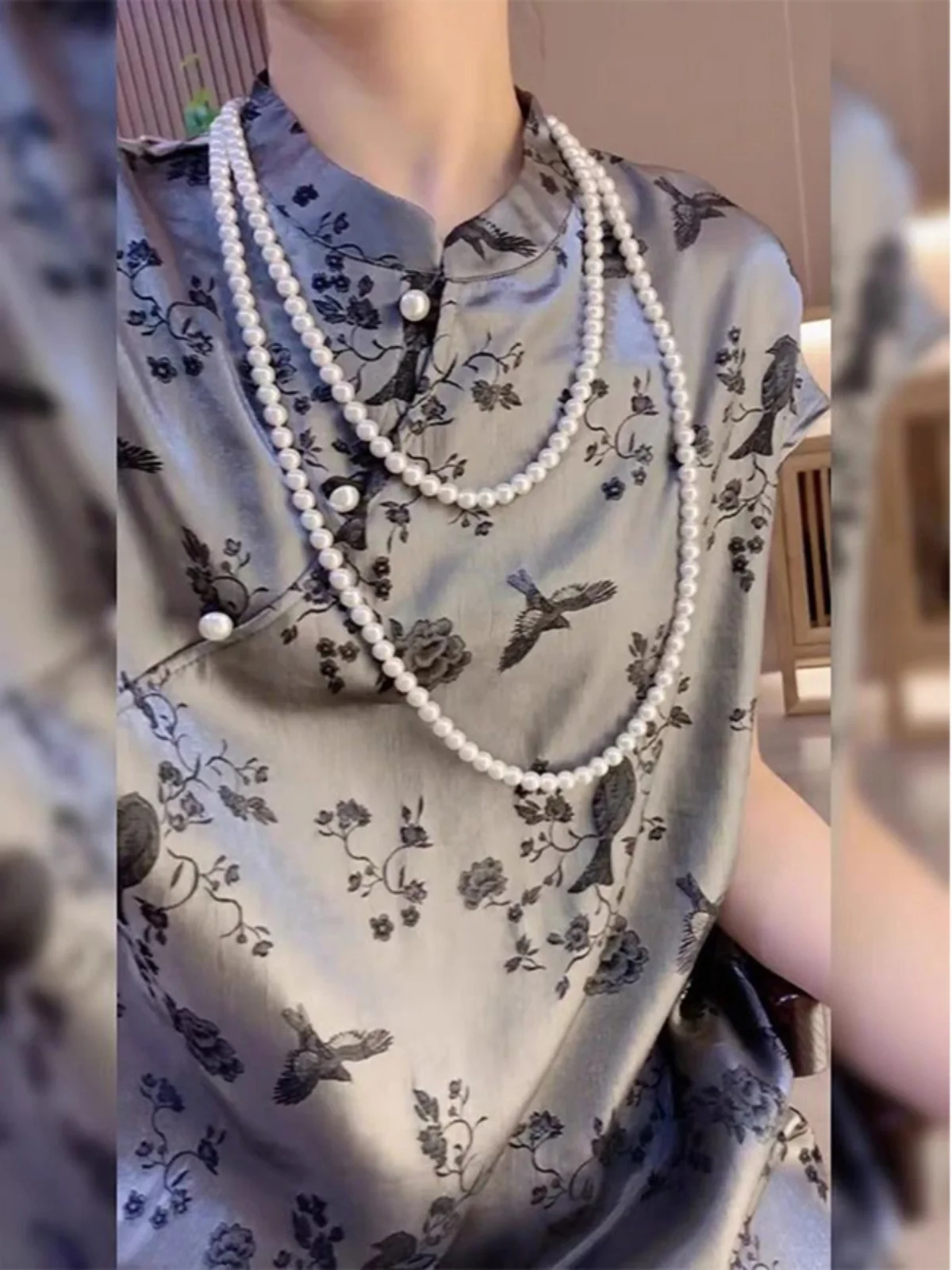 Ele verano ort Sve Dr mujer cintura alta estampado nuevo chino Sle Retro alta gama bandera bata falda