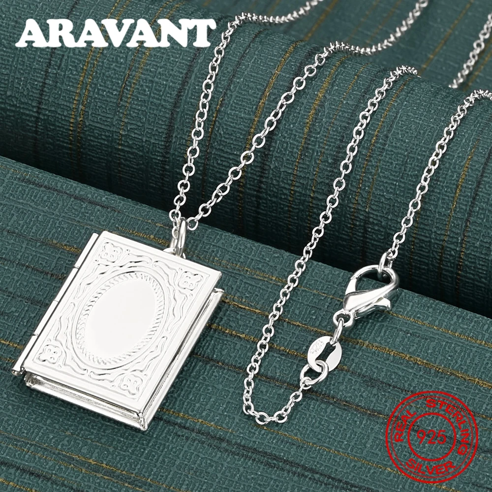 925 Sterling Silver Magic Book Pendant Necklace Women Commuting Accessories Christmas Gift Jewelry