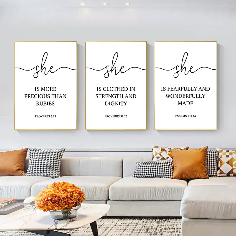 Black White Simple Bible Quotes Canvas Art Poster Prints Modern Wall Decorative Painting for Living Room Home Decor Picture
