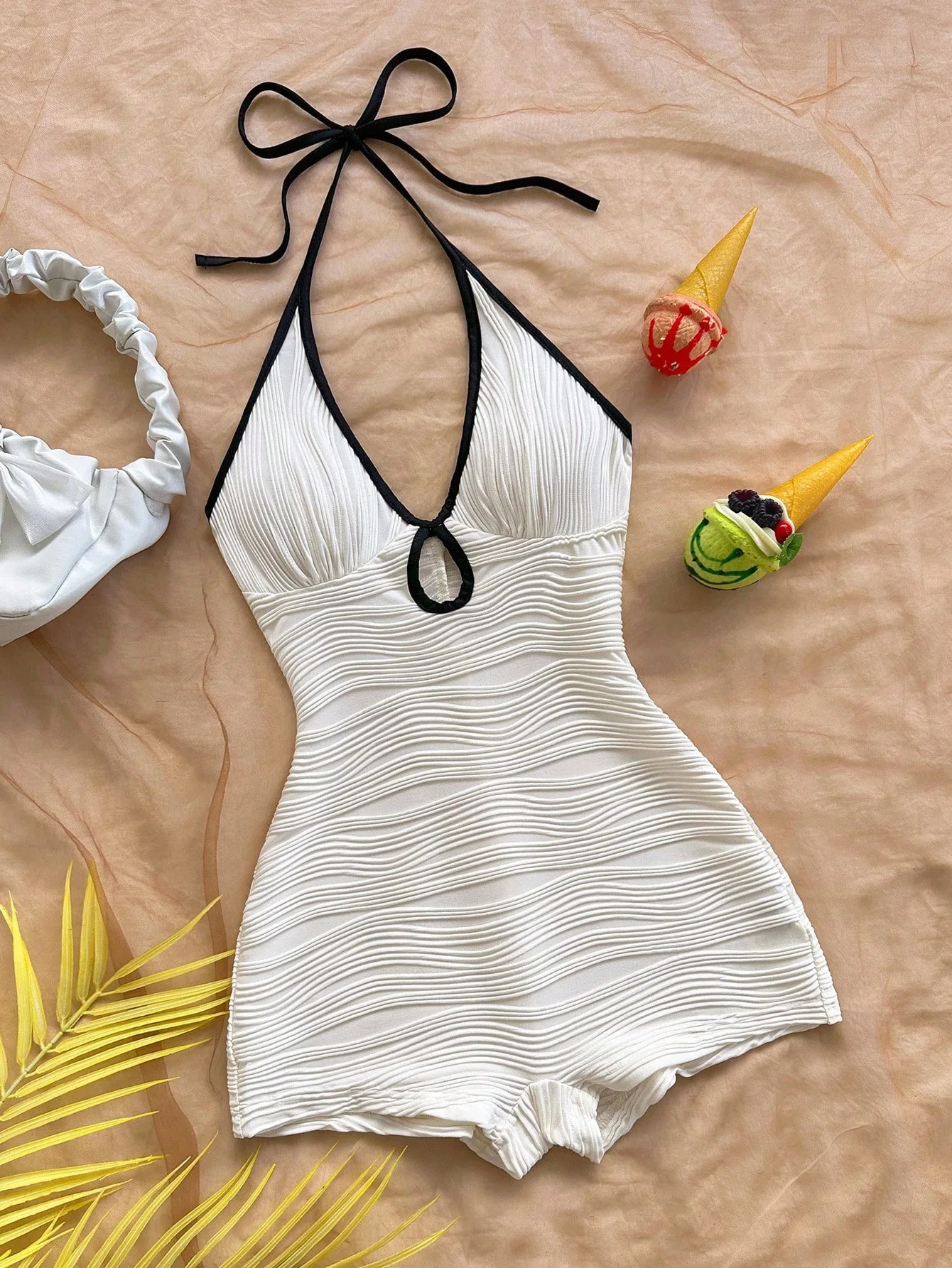 Summer Backless Sleeveless Halter Mini Playsuits Women 2026 V Neck Romper Streetwear Black White Female Shorts Jumpsuits
