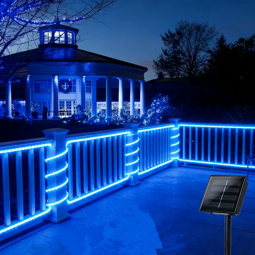 LED Garden Lawn Tree Outdoor Fairy Light String Christmas Decor Wedding Light Solar Rope Tube Strip Light for Yard Fence Pathway