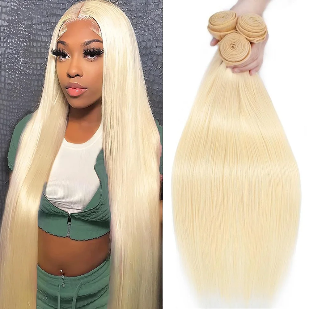 613 Blonde Colored 12A Straight Human Hair Bundles 3/4 Pcs Straight Weave Bundles 38 40 Long Inch Remy Raw Hair Extensions