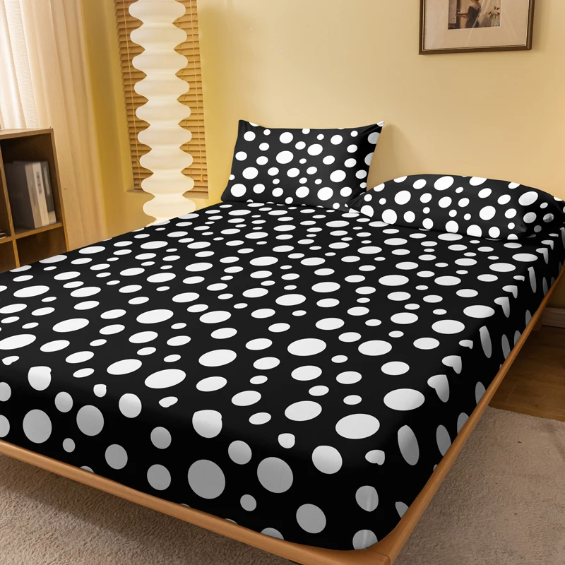 

1 Simple Modern Geometric Circle printed matte Fitted Sheet, bedroom printed bed cover, bedding (excluding pillowcases)